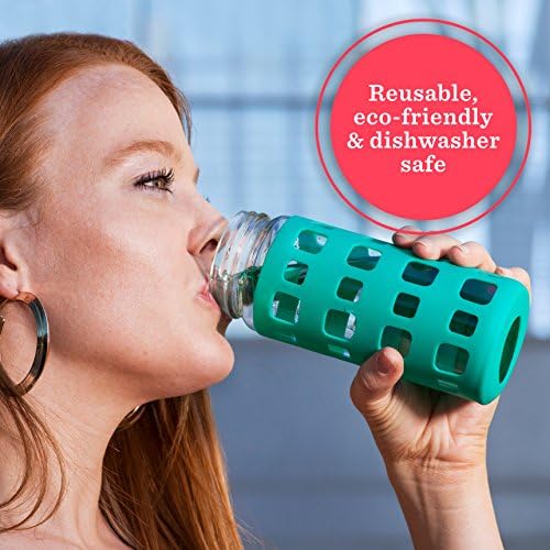 Mangas de garrafa de água de vidro de silicone - Pacote de 6 suportes de proteção 16-18 onças - Proteção anti -deslizamento