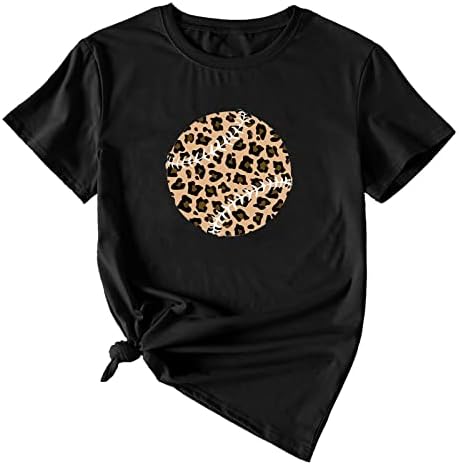 Túnica feminina top, tee de beisebol de beisebol de beisebol camiseta de verão casual manga curta