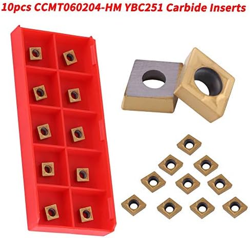Dicas de carboneto Inserções, Akozon 10 PCs CNC Dicas de carboneto Inserções CCMT060204-HM YBC251 CORTOR DE CORTE DE CANTE