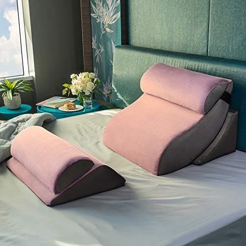 Sistema de conforto de travesseiro de cunha de suporte ortopédico da Avana, BEM, conjunto de 5 peças, rosa/cinza