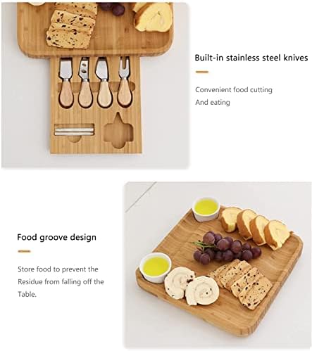 Jaosha Bamboo Cheese Board, Charcuterie Platter & Serving Bandey, Conjunto de placas de charcuterie e presentes de aquecimento