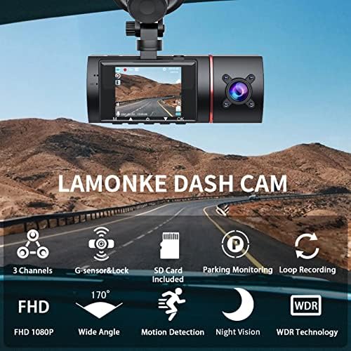 Cam do Lamonke Dash, 1080p Dash Cam Front e Tras