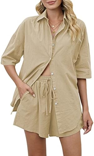 Aohite feminino casual roupas de 2 peças de camisa solta bloups shorts top sweatshet