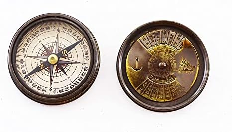 Brass Pocket Compass Kelvin e ENORME LONDRON Black Acabamento Bússico Sundial Bússola Náutica Compass