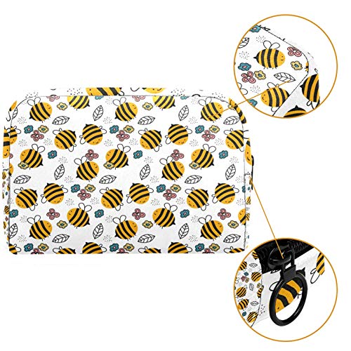 Bolsa de higiene pessoal Bolsa de lava -lava de maquiagem cosmética com zíper Floral Padrão de abelhas gordas para acessórios para