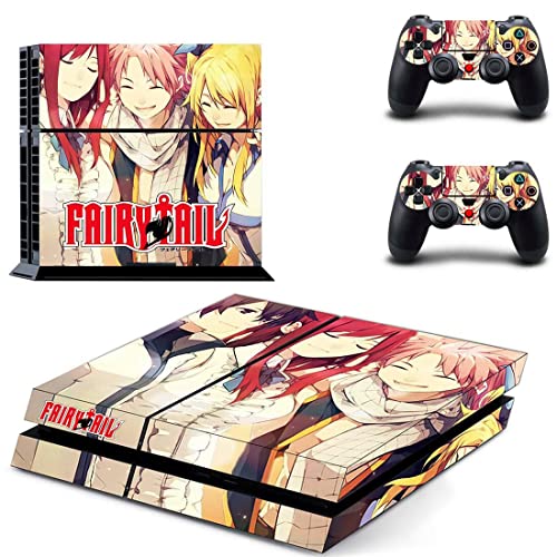 Anime Fairy Fullbuster Natsu Tail Lucy Erza Scarlet cinza PS4 ou Ps5 Skin Skin para PlayStation 4 ou 5 Console e 2 Controladores