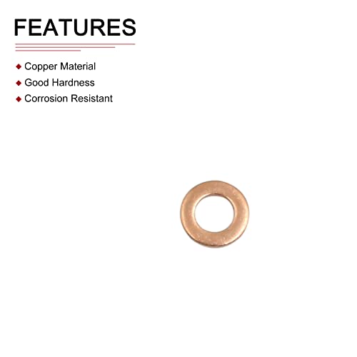 DTGN 4mmx8mmx1mm arruelas de vedação de cobre plano - 100pack - bom para parafusos M4 de máquinas industriais - Juntas de anel plano de cobre