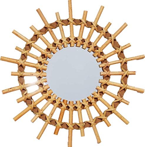 Oypeip de 11 polegadas parede boho espelho decorativo decorativo rústico manual Sunburst Mirrors inovadores de vime para vestir o corredor da sala do quarto, entrada