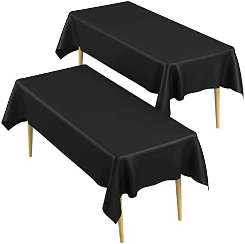 Tala de mesa, toalha de mesa preta, toques de mesa de plástico para festas descartáveis, 54 x 108 roupas de mesa para mesas de retângulo,