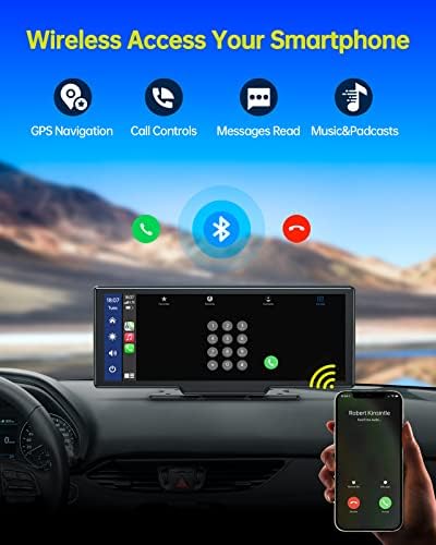 Navegação de GPS de carro de carro CarPlay sem fio Apple, 10 polegadas Touch Car Screen Audio Car Radio Radio Receiver com Android Auto, Bluetooth, Siri/Google Assistant, Multimedia Player Player
