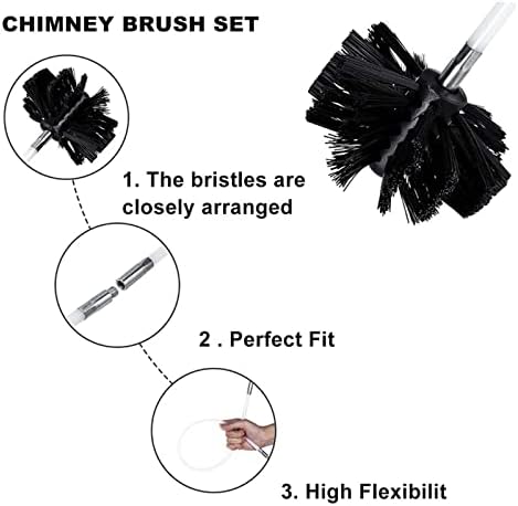 Chimney Sweep Kit Kit Kit Kit de chaminé, varredura de haste de limpeza de chaminé para limpeza de luminárias e ventilação do duto, incluindo hastes flexíveis de 6/9/2/15, fácil de usar (cor: 6 hastes, tamanho: 610m