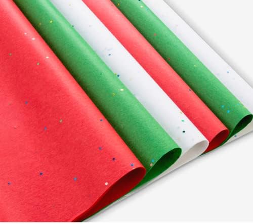 Papel de seda de Natal para sacos de presente 50 folhas | Lençóis de Natal Verdes e Brancos Verde e Brancos- Folhas de lenços de lenços de lençóis coloridos e coloridos