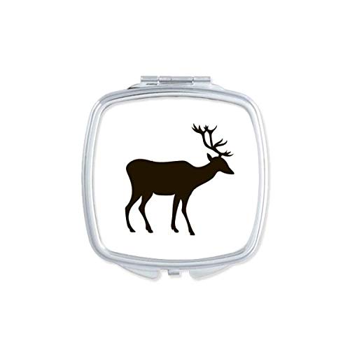 Black Deer Animal fofo Retrato espelho portátil Compact Pocket Makeup Double -sidelaed Glass