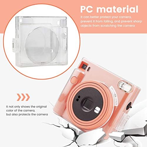 Caso claro de proteção para Fujifilm Instax Square Sq1 Câmera de filme instantânea, capa de Crystal Hard PC para Instax Square Sq1 com alça de ombro de arco -íris removível