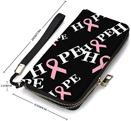Hope Cancer Breast Câncer Feminino Put Leather Cartets de grande capacidade Titular Long Burse With Wristlet