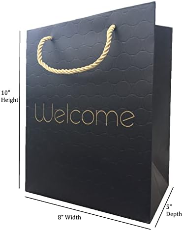 Modeeni Black Welcome Bags com alças 8x10 Bolsa de presente de casamento para hóspedes, sacolas de presente de papel hostess