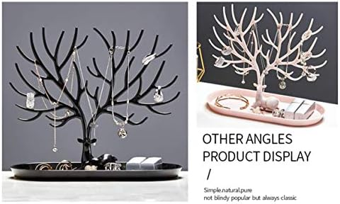 Rack de árvore do organizador sincero de jóias de veados, suporte de exibição para brincos de colares de pulseira, com grande bandeja básica de armazenamento