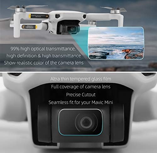 Momfei 2pc Câmera Lente Proteção 9H Desenvolvimento de filme temperado compitável com DJI compitável com Mavic Mini Drone Drone Recording