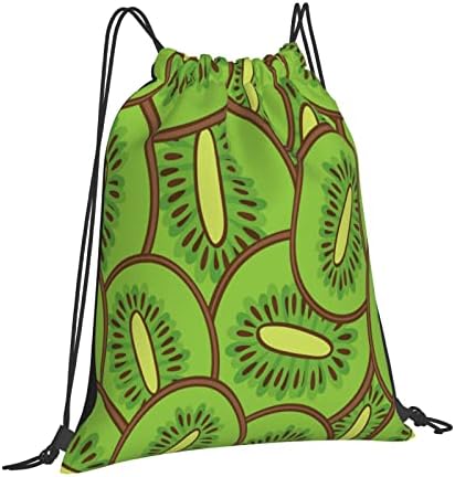 Saco de cordão de traço Green-Kiwi-Pattern Gym Bag Sackpack Sports Mackpack for Men Mulher Girls