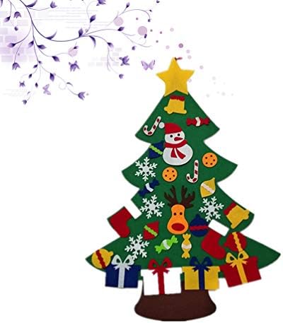 Nuobesty Christams Tree Felt Christmas Tree Diy 3d Walk Wall Holding Natal Tree com ornamentos Presente de festa de férias