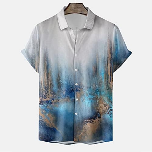 Camisa de manga curta masculina pintura a óleo retro casual camisas havaianas Botão básica para baixo camisetas de praia Blouse tropical