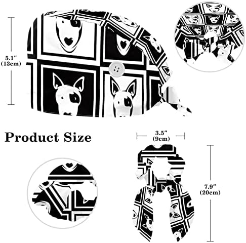 Capinho cirúrgico de mulheres e homens com cabelos de cabelos arqueados cabeças de bulldog de trabalho um tamanho único