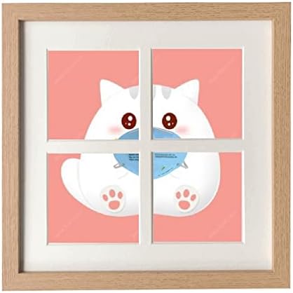 Desenho animado adorável gato simpático moldura de parede de parede exibir 4 aberturas imagem