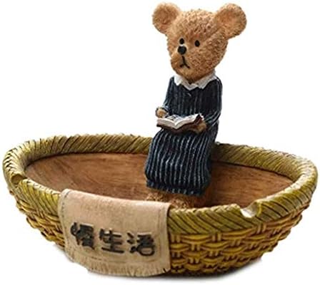 Zuqiee Resin Ashtray Cartoon Life Slow Life Cute Bear Ashtray Crafts Presente Decoração de Presente Creative 16 11,5 11 cm de