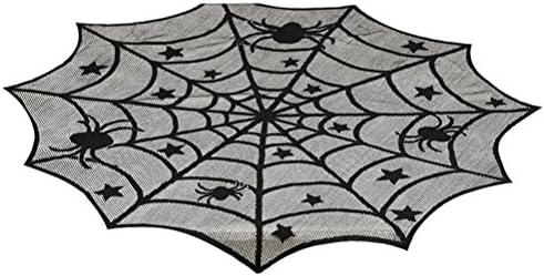 Bestoyard Halloween Lace Spider Tonela Towloth Topper Capas de Topper de Halloween Decoração de mesa para suprimentos de festas de Halloween