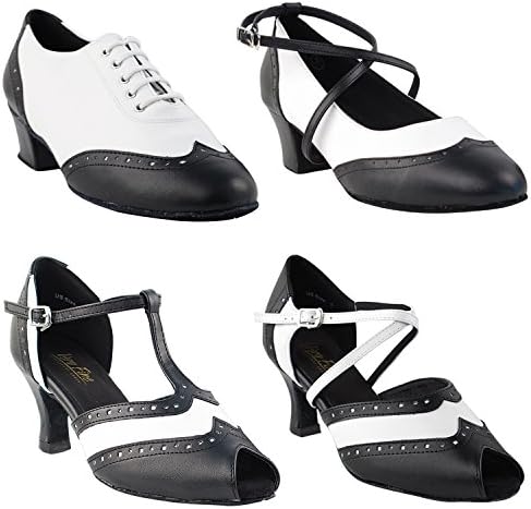 50 tons de sapatos de vestido de dança de swing: saltos baixos, médios e altos pretos e brancos