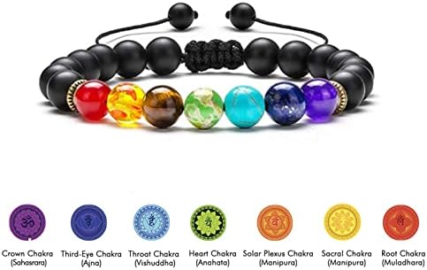 Conjunto de pedras de chakra, colar de cristal de cura de 7chakra com suporte embrulhado, cristais e pedras curativas jóias espirituais