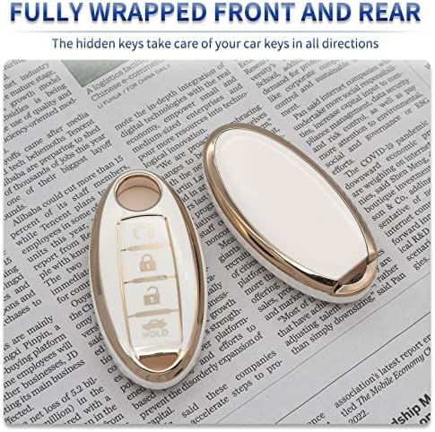 SK Custom White TPU Gold Edge Smart Key FOB Case de proteção Tampa de proteção compatível com Infiniti Ex FX X G JX M Q qx Série para