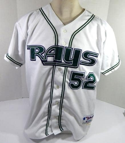 2001 Tampa Bay Devil Rays Cedrick Bowers #52 Jogo emitiu White Jersey 100 P 4 - Jogo usado MLB Jerseys