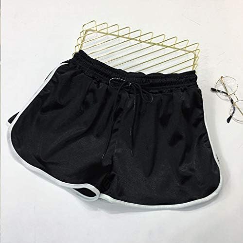 SHORTA DE CICLAMENTO Feminino Pontas de ioga Mulheres Caminhões atléticas de cordão, executando fitness esportes de fitness shorts sem costura preto