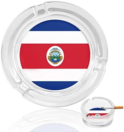 Costa Rica Rican Bandeira de vidro cinza redonda bandeja de cinzas fofas lindas portador de cinzas para decoração de deck