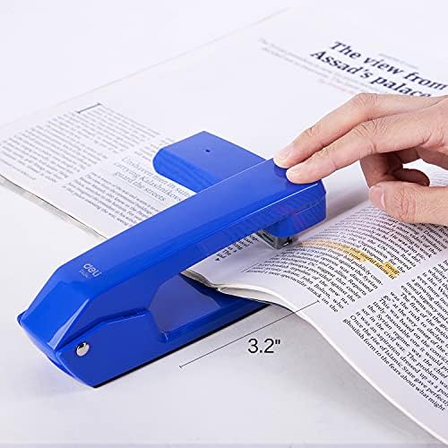 Deli Swing-Arma Glipler Girpler, 25 folhas de folha, 360 graus giram grampeadores de mesa para livreleto ou encadernação de livro, azul