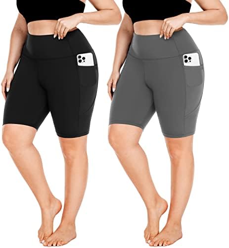 FullSoft Plus Size Biker Shorts para Women-High-High X-Large-4x Tummy Control Shorts feminino com bolsos Leggings