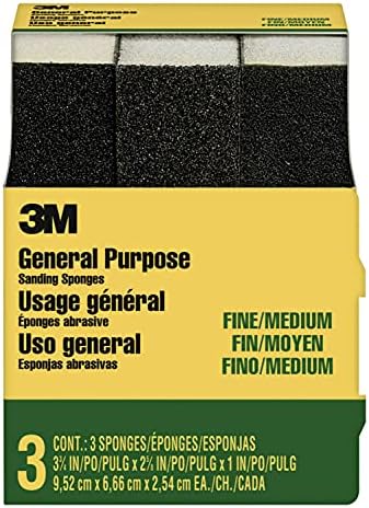 3M 908na-3p-cc esponja, lixamento, fino/médio, 3,75 2,625 polegadas por 1 polegada, 3-pack-908na-3p-cc, preto/branco, 3 contagem