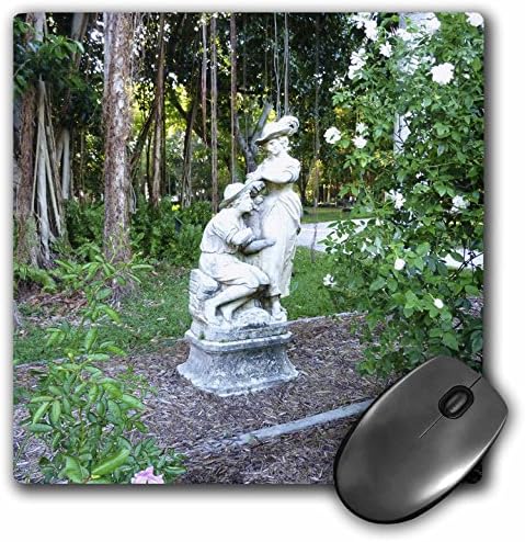 3drose LLC 8 x 8 x 0,25 polegadas mouse pad, estátua de jardim romântica com raízes de banyan