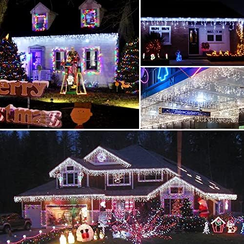 Fussion Christmas Icicle Lights Outdoor, 400 LED 33 pés Curta Ftring luz