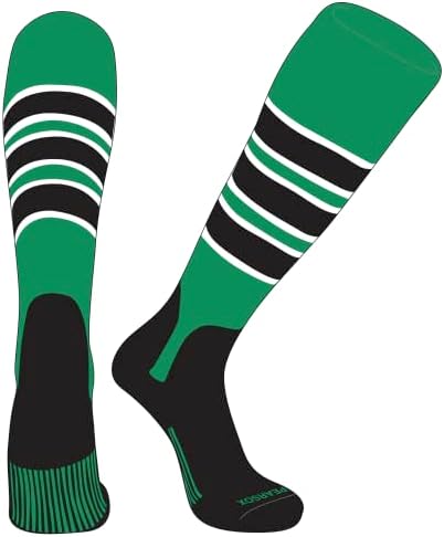 Pear Sox OTC Baseball Softball Stirrup Socks Kelly Green, White, Black, Black