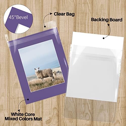 Auear, 5 cores mistas de pacote 11x14 Corte de chanfro Branco Core Picture tapete para 8x10 Foto/impressão/obras de arte