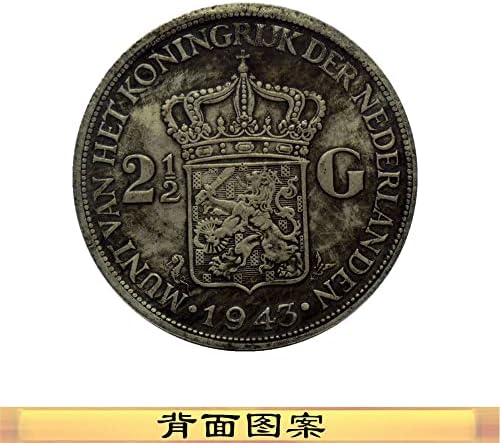1943 Rainha holandesa da rainha holandesa Europeia Silver William Silver Dollar Ocean Ocean Longyang Prata Coin Antiga