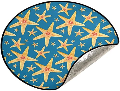 VISESUNNY TRIA DE NATA TAT ORANGE Starfish Blue Pattern Tree Stand Mat Floor Protetor Absorvente Tree Stay Tape