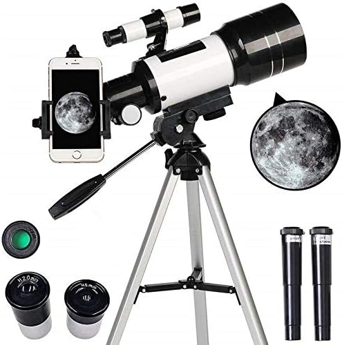 Telescópio Prakal Astronomy, 70 mm, telescópio refrator para crianças e iniciantes de astronomia, telescópio de viagem com super tripé - perfeito para crianças, educacional e presente com suporte para telefone