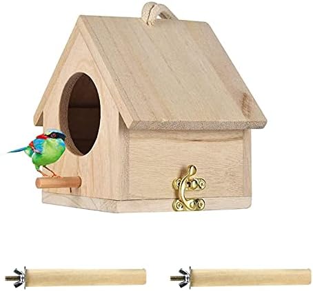 Hamiledyi Peraiceet Box Box Bird Nesting House Parrot Wood Criador de pássaro Bircation Stand Police Aviary Cage Box para amortecedores