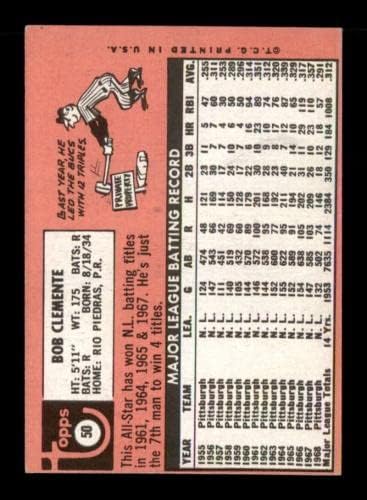 50 Roberto Clemente Uer Hof - 1969 Topps Baseball Cards classificados Ex+ - Baseball cortados cartões vintage autografados