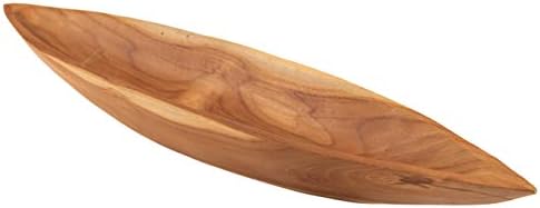 Andaluca teca de madeira rústica pequena tigela de canoa para mesas, cômodas, chaves e decoração
