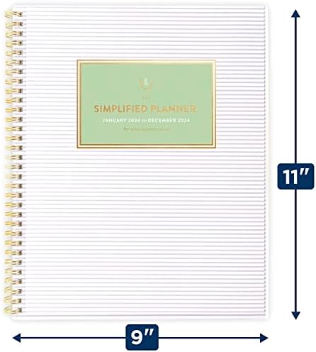 2024 Planejador Semanal e Mensal Simplificado por Emily Ley para Ano-Glance, 8-1/2 X 11, grande, personalizável, lilás
