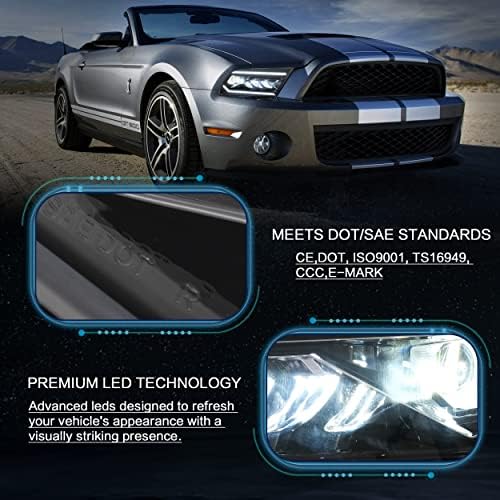 Os faróis do VLAND DIRECT LED se encaixam para Ford Mustang 2005-2009, montagem da lâmpada dianteira com animação de inicialização,